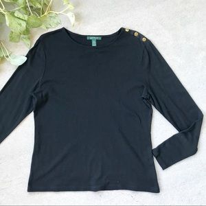 Ralph Lauren |Button Detail Long Sleeve Top